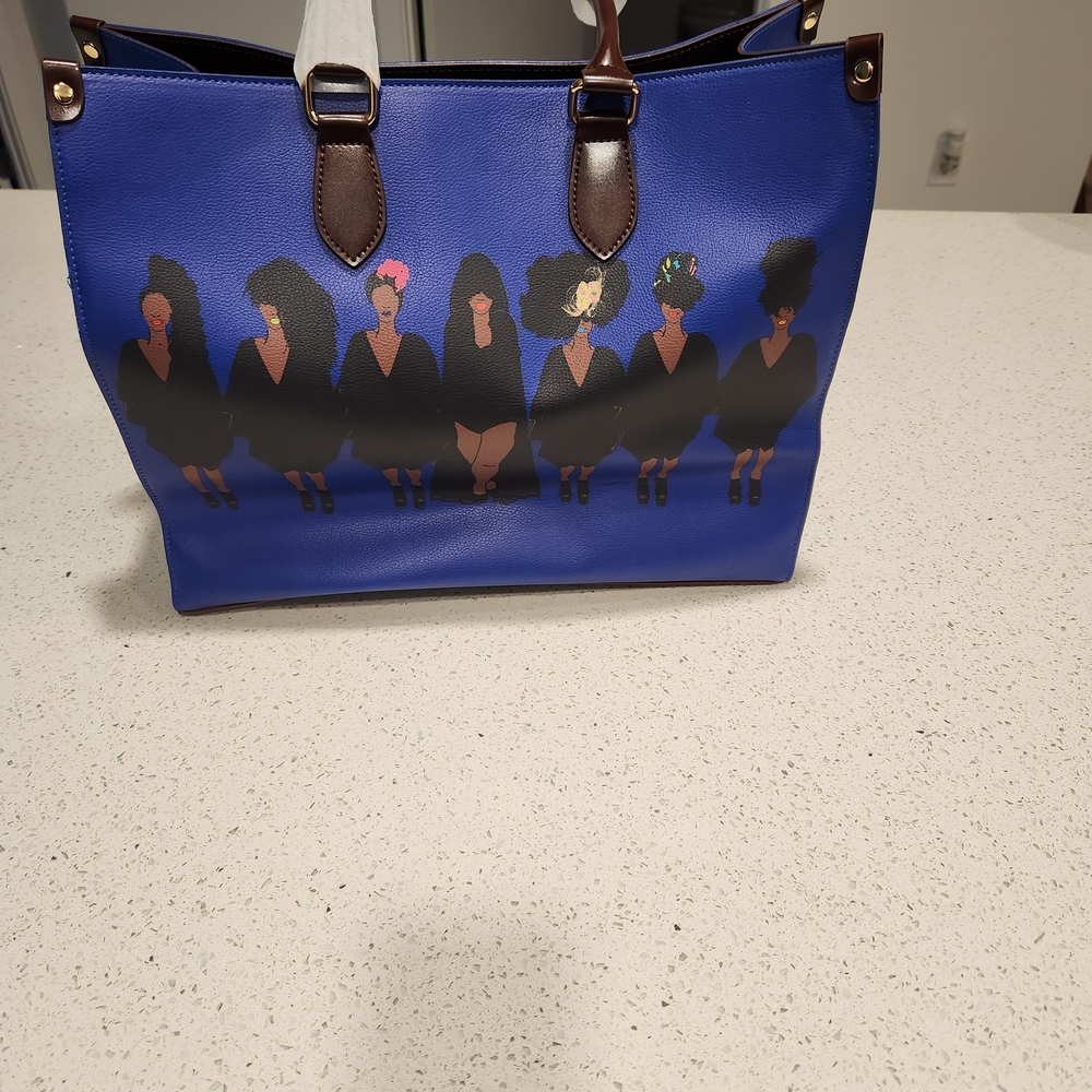 Blue and Black Tote Bag with Structured Design